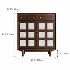 Mother of Pearl Geometric Walnut Shoe Rack With Drawers and Display Top Dimensions
