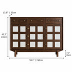 Mother of Pearl Geometric Walnut Shoe Rack With Drawers and Display Top Dimensions