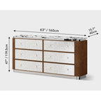 Mother of Pearl Oak Chest Series With Marble Top and Layered Storage