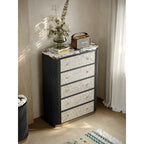 Mother of Pearl Oak Chest Series With Marble Top and Layered Storage