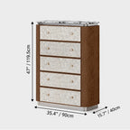 Mother of Pearl Oak Chest Series With Marble Top and Layered Storage