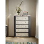 Mother of Pearl Oak Chest Series With Marble Top and Layered Storage