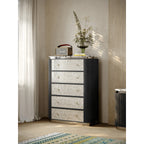 Mother of Pearl Oak Chest Series With Marble Top and Layered Storage
