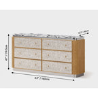 Mother of Pearl Oak Chest Series With Marble Top and Layered Storage