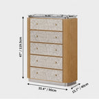 Mother of Pearl Oak Chest Series With Marble Top and Layered Storage