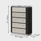 Mother of Pearl Oak Chest Series With Marble Top and Layered Storage Dimensions