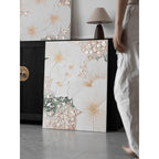 Mother of Pearl Wall Art Diptych, Relief Floral Panels in Soft Gold Haze