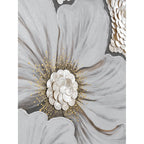 Mother of Pearl Wall Art Diptych, Sculpted Floral Panels in Soft Gold