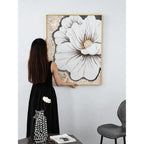 Mother of Pearl Wall Art Diptych, Sculpted Floral Panels in Soft Gold