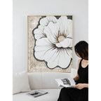 Mother of Pearl Wall Art Diptych, Sculpted Floral Panels in Soft Gold Main Product Image