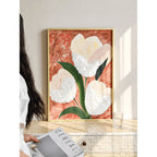 Mother of Pearl Wall Art Floral Triptych, Textured Handcrafted Gold Frame Series