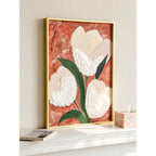 Mother of Pearl Wall Art Floral Triptych, Textured Handcrafted Gold Frame Series