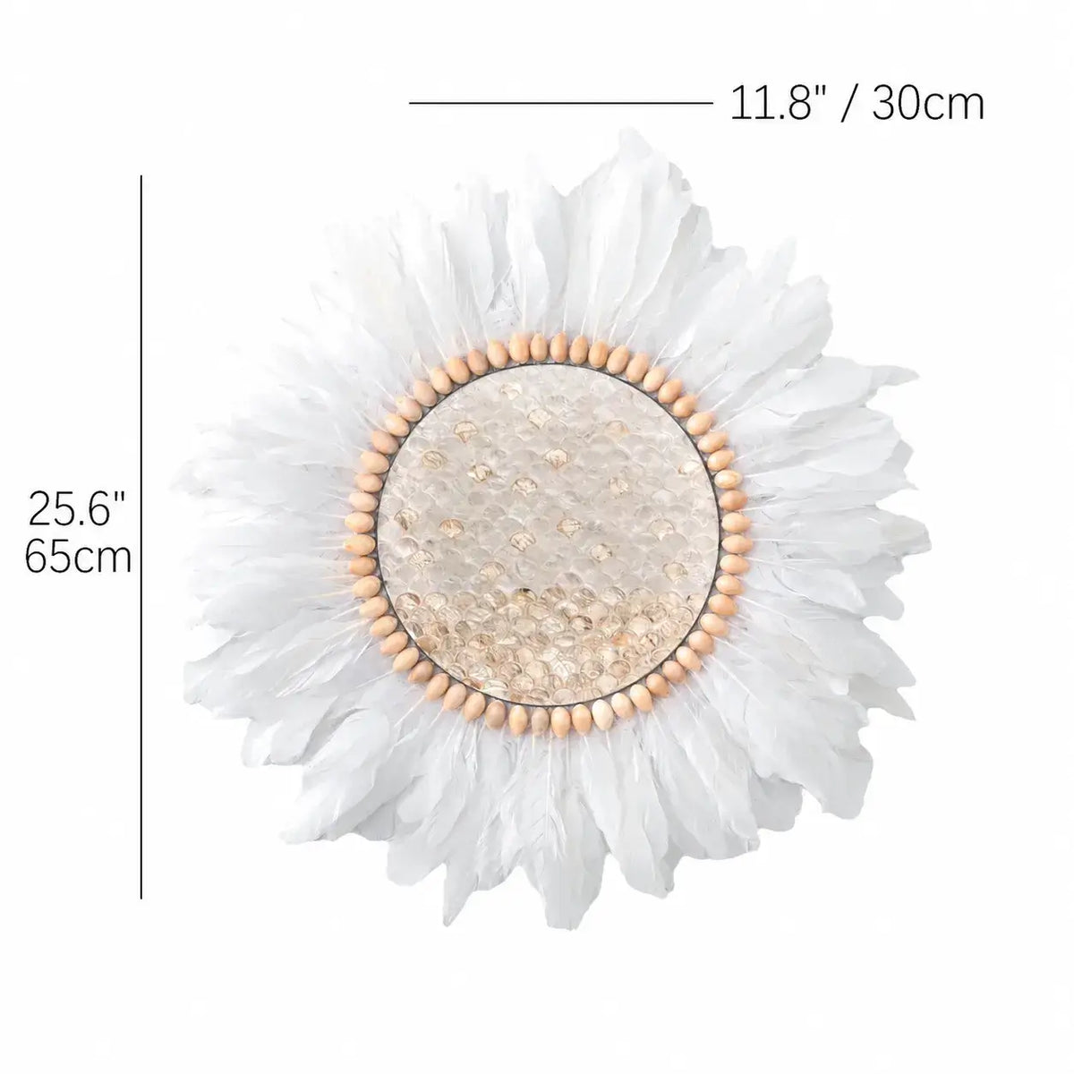 Mother of Pearl Wall Art, Handmade Feather Sunburst Decor Series