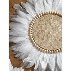 Mother of Pearl Wall Art, Handmade Feather Sunburst Decor Series