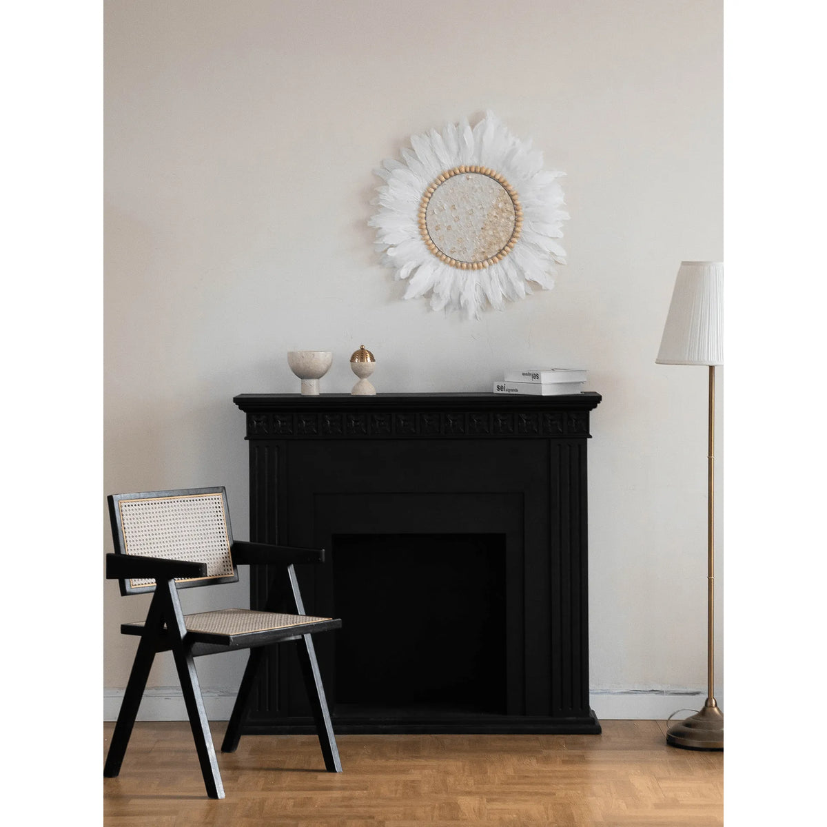 Mother of Pearl Wall Art, Handmade Feather Sunburst Decor Series