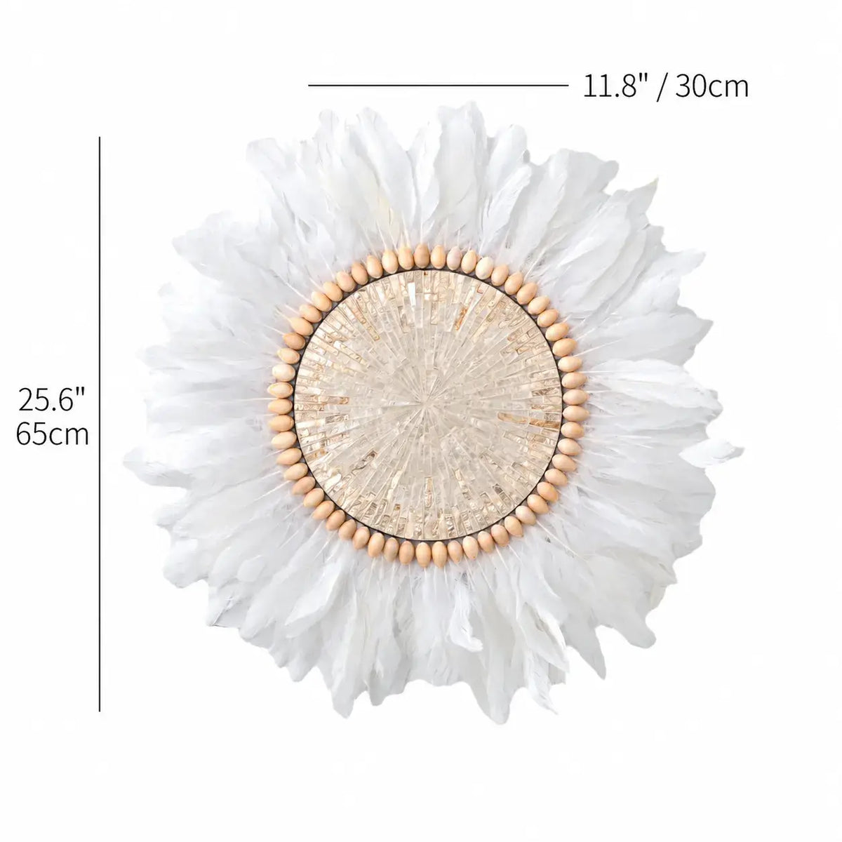 Mother of Pearl Wall Art, Handmade Feather Sunburst Decor Series