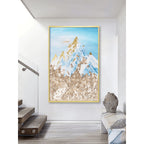 Mother of Pearl Wall Art, Layered Alpine Texture in Blue and Gold