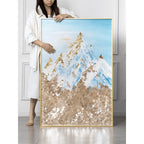 Mother of Pearl Wall Art, Layered Alpine Texture in Blue and Gold