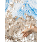 Mother of Pearl Wall Art, Layered Alpine Texture in Blue and Gold