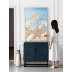 Mother of Pearl Wall Art, Layered Alpine Texture in Blue and Gold Main Product Image