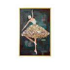 Mother of Pearl Wall Art, Layered Ballet Figure Panel With Gold Frame