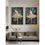 Mother of Pearl Wall Art, Layered Ballet Figure Panel With Gold Frame