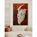 Mother of Pearl Wall Art, Layered Ballet Figure Panel With Gold Frame