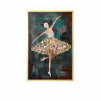 Mother of Pearl Wall Art, Layered Ballet Figure Panel With Gold Frame
