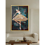 Mother of Pearl Wall Art, Layered Ballet Figure Panel With Gold Frame Main Product Image