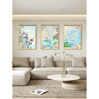 Mother of Pearl Wall Art, Textured Floral Panels with Gold Frame