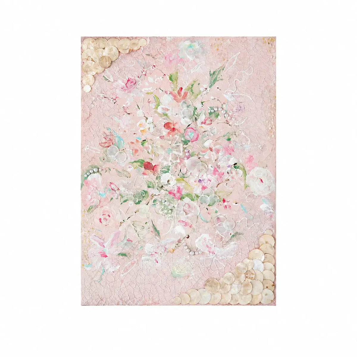 Mother of Pearl Wall Art, Textured Floral Relief for Serene Luxe Interiors