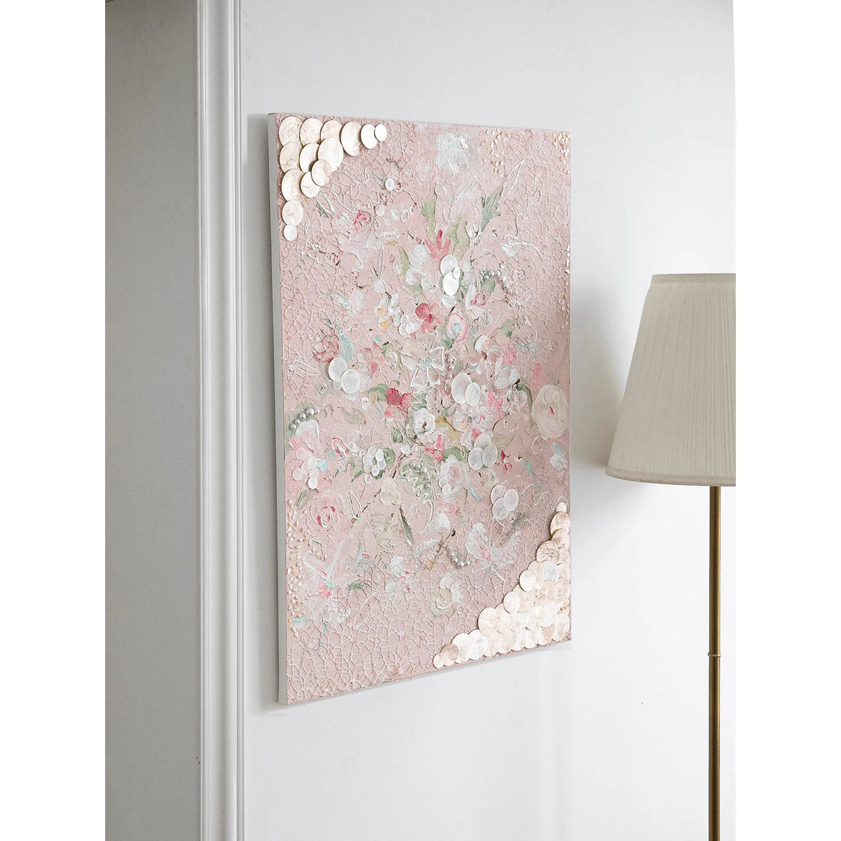 Mother of Pearl Wall Art, Textured Floral Relief for Serene Luxe Interiors Main Product Image Main image