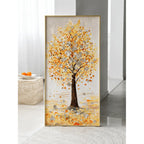 Mother of Pearl Wall Art, Textured Golden Tree Vertical Panel Decor
