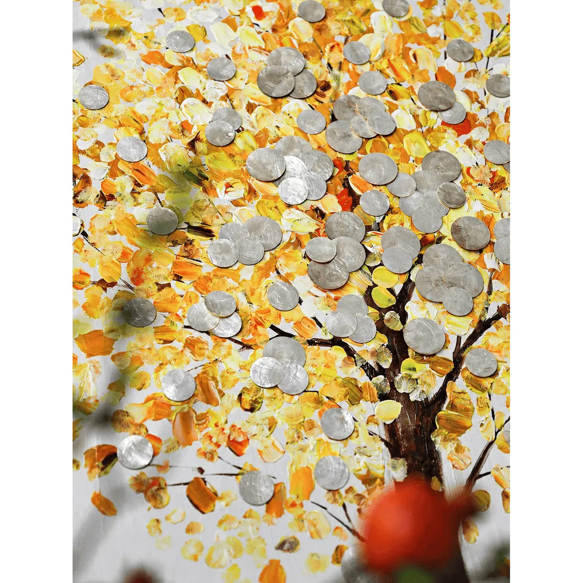 Mother of Pearl Wall Art, Textured Golden Tree Vertical Panel Decor