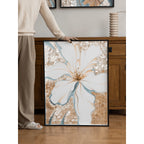 Mother of Pearl Wall Art Triptych, Handcrafted Floral Relief Panels