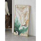 Mother of Pearl Wall Art with Layered Leaf Motif, Gold Frame Elegance