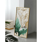 Mother of Pearl Wall Art with Layered Leaf Motif, Gold Frame Elegance