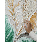 Mother of Pearl Wall Art with Layered Leaf Motif, Gold Frame Elegance
