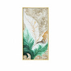 Mother of Pearl Wall Art with Layered Leaf Motif, Gold Frame Elegance Dimensions