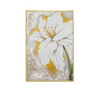 Mother of Pearl Wall Art with Oversized White Bloom and Gold Frame