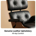 Motion Executive Reclining Office Chair with Genuine Leather and Wood Trim