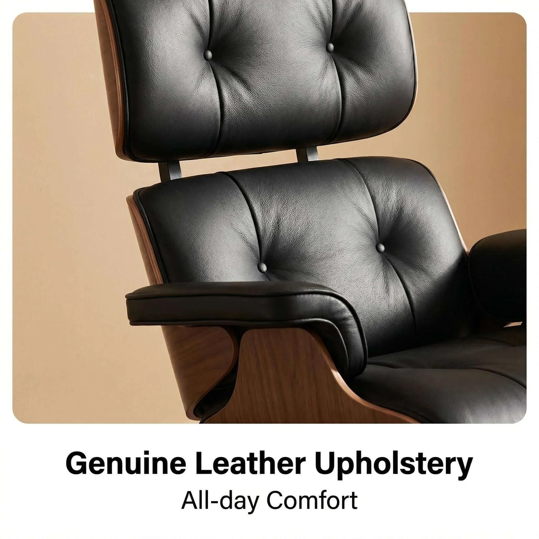 Motion Executive Reclining Office Chair with Genuine Leather and Wood Trim