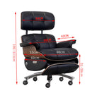 Motion Executive Reclining Office Chair with Genuine Leather and Wood Trim