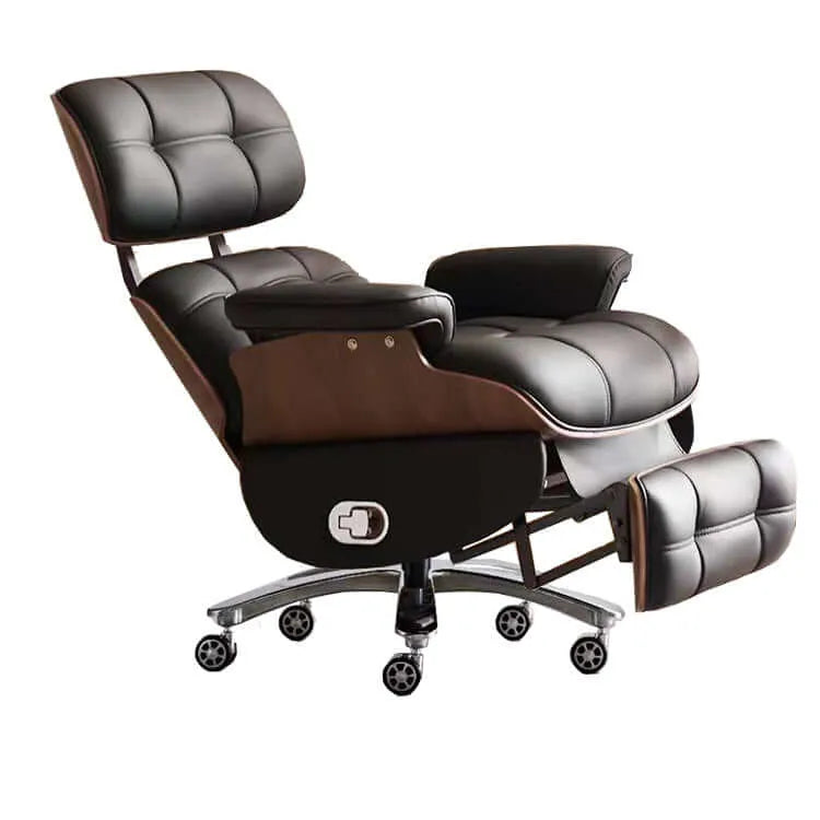 Motion Executive Reclining Office Chair with Genuine Leather and Wood Trim Main Product Image Image principale du produit