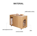 Multi-Function Coffee Table With Saddle Leather Surface