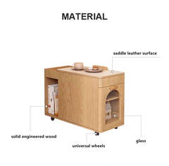 Multi-Function Coffee Table With Saddle Leather Surface