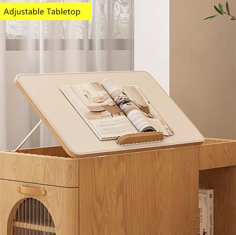 Multi-Function Coffee Table With Saddle Leather Surface