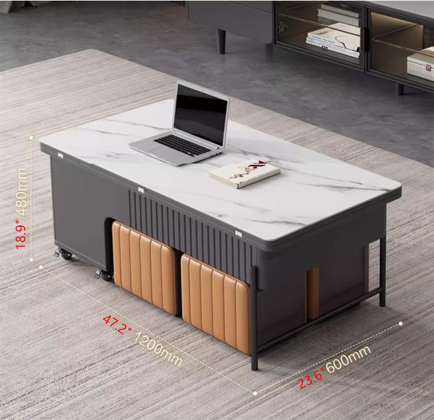 Multifunktionaler Hebeplatten-Couchtisch mit Stauraum Zweitbild