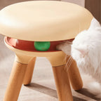 Multifunctional Pet-Friendly Accent Chair Stool With Orbital Cat Play Ring