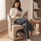 Multifunctional Pet-Friendly Accent Chair With Hidden Cat Nook and Casters